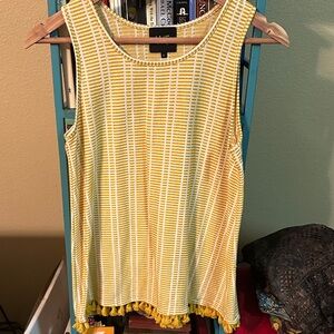W5 Yellow and White Striped Textured Tank Top